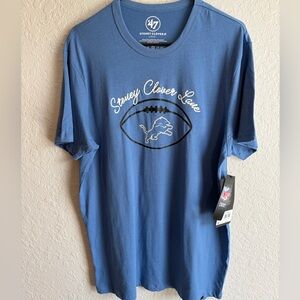 NWT Men’s Large Detroit Lions ‘47 BRAND x STONEY CLOVER LANE Blue T-Shirt 🔥